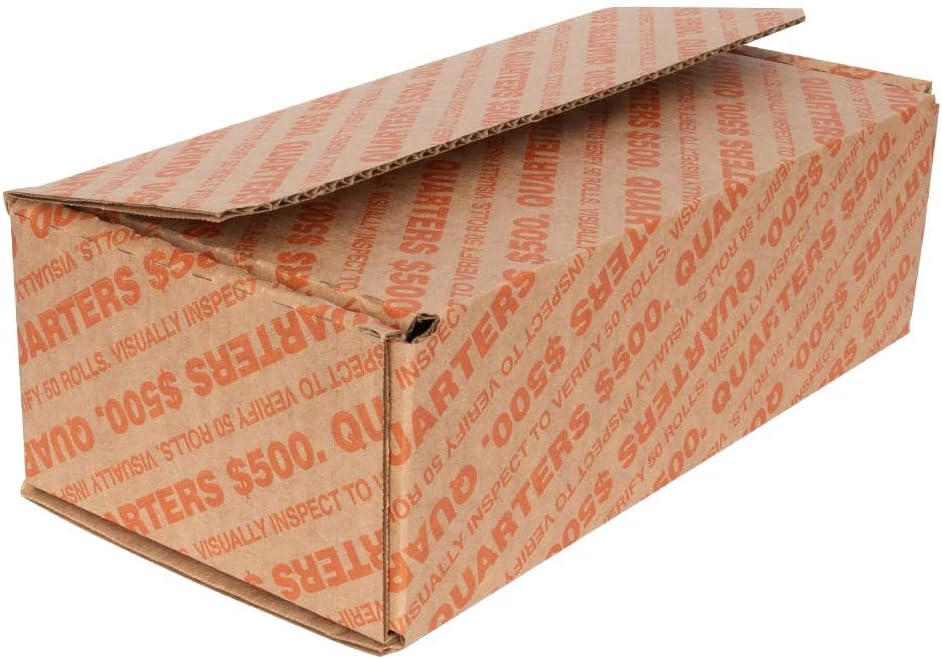 Caja para monedas de cuarto 50 piezas naranja y marrón miniatura 1
