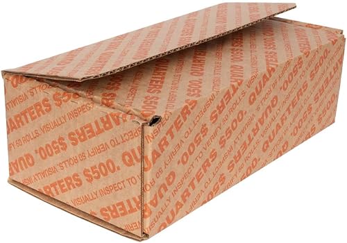 BankSupplies Caja de almacenamiento de monedas de cuarto  Paquete y caja de almacenamiento de monedas  Paquete de 50  Naranja y marrón  Capacidad