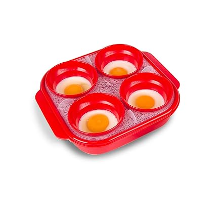 D?cor Microwave BPA-free Plastic Egg Poacher Boiler (Red)
