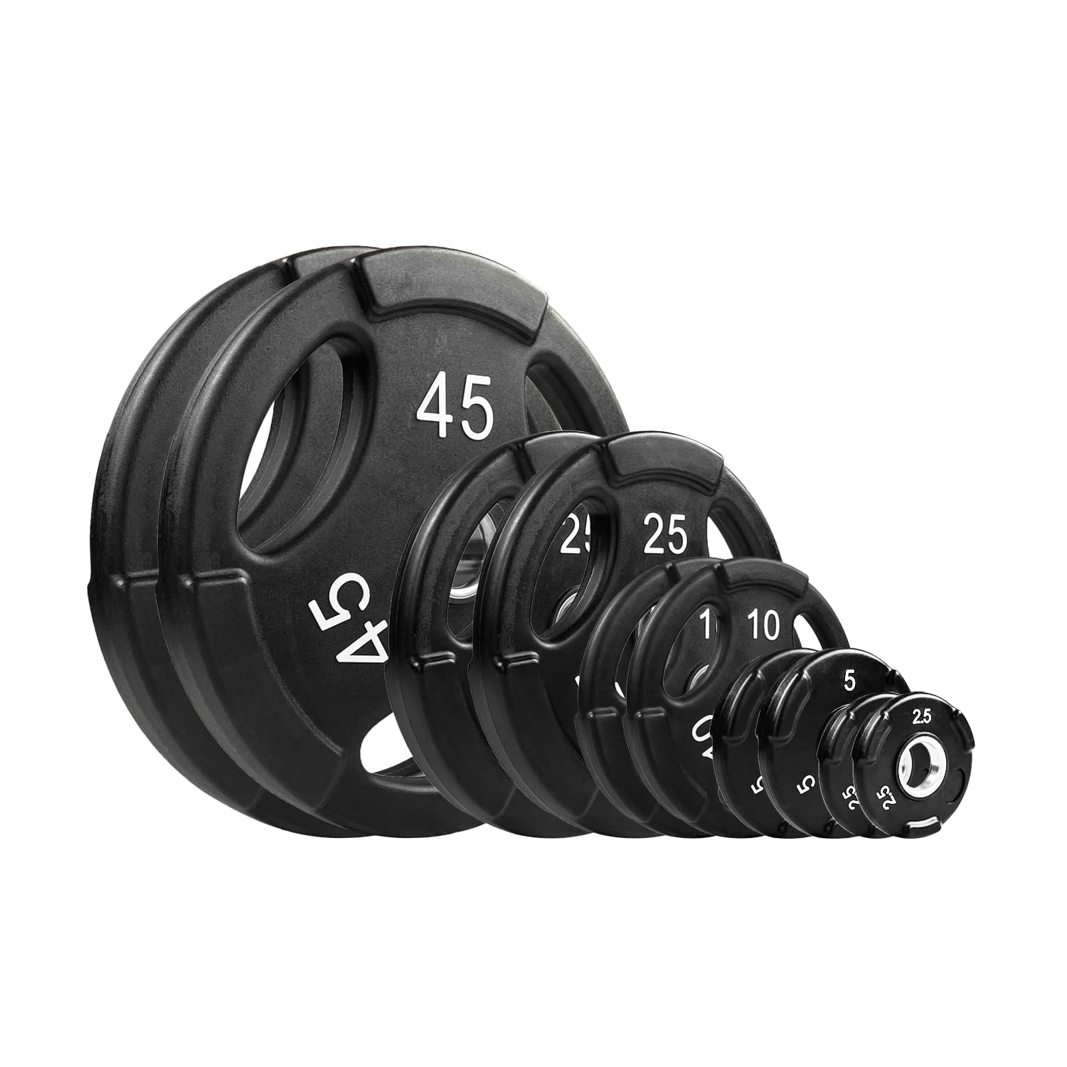 NEXO Commercial Urethane Grip 175lb Plate Set - Includes 2x 45's, 25's, 10's, 5's, and 2.5's - Olympic Standard 2 Inch, Premium Finish for Weight Training Home Gym or Commercial