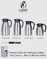 Vista 9 de Jarra térmica de acero inoxidable para café, termo de doble pared sellado al vacío, 12 horas de retención de calor