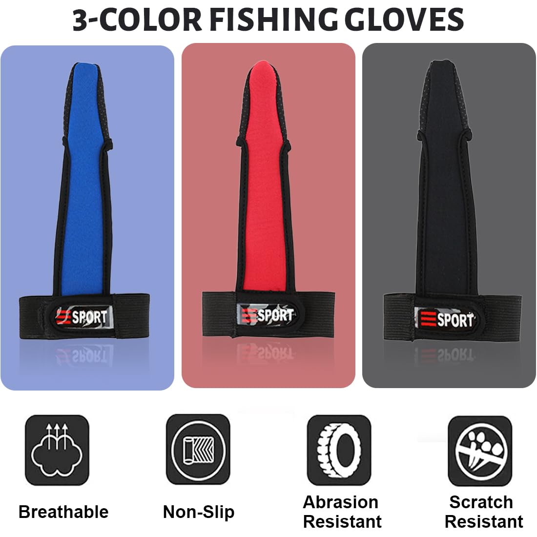 Guantes de Pesca Elásticos Profesionales de Un Dedo Antideslizante - 3 Piezas