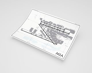 MG Global Modern Poster of Miami Intl Airport Mia Aviation 1 | 11x17 12x18 16x24 24x36 Minimal Unframed Print | Minimalism Wall Art Gift | Minimalist Home Office Decor