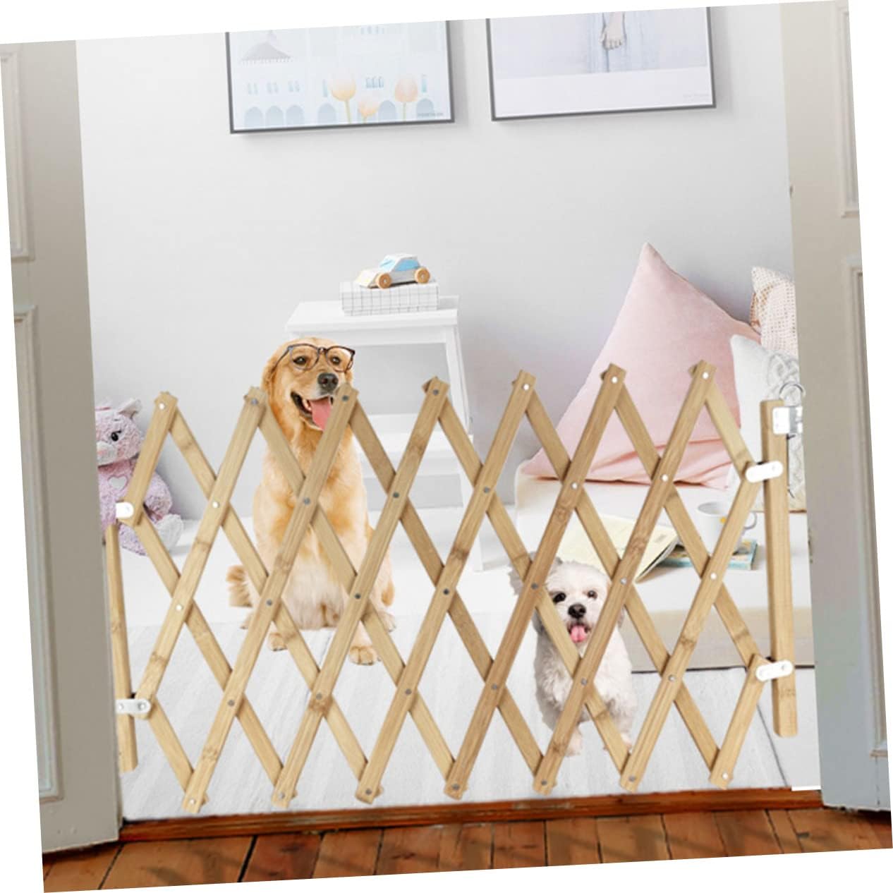 Wooden Pet Barrier Fence Wear Resistant Dog Safety Gate for Indoor Use Easy Assembly Durable Material for Doorways and Hallways