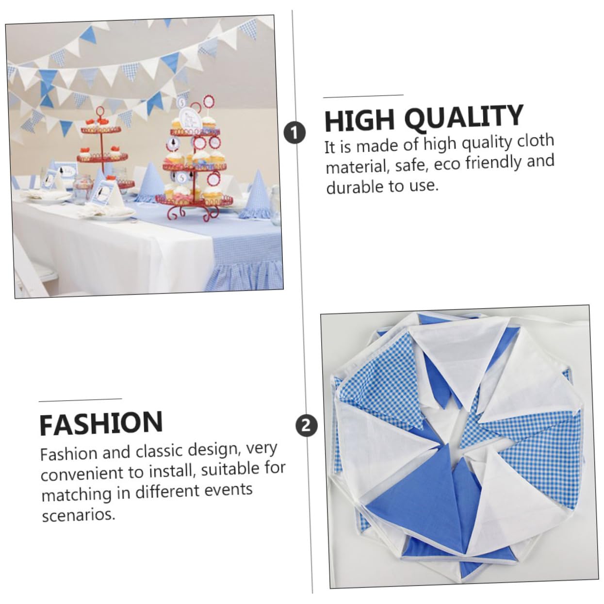 UPKOCH 2piezas Banderines De Decorativos Para Fiestas Bodas y Cumpleaños Guirnalda Azul y Para Celebraciones Infantiles Banderines