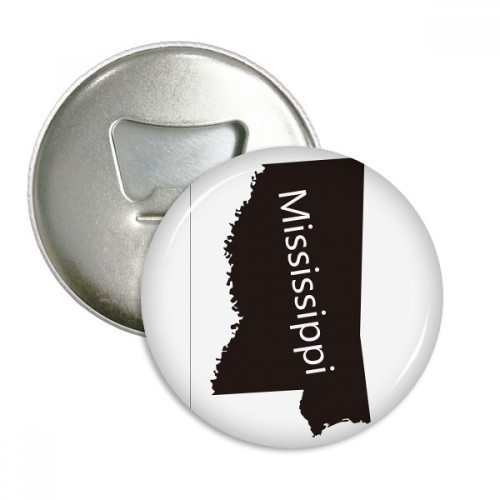 Décapsuleur aimant Mississippi et badge 3pcs en argent pour frigo