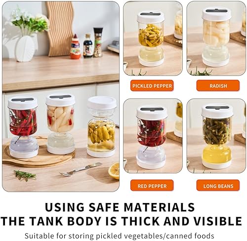 Miniatura 6 de Contenedor de almacenamiento de pepinillos con tenedor para pepinillos  Separador de jugo de pepinillo a prueba de fugas  Apto para lavavajillas