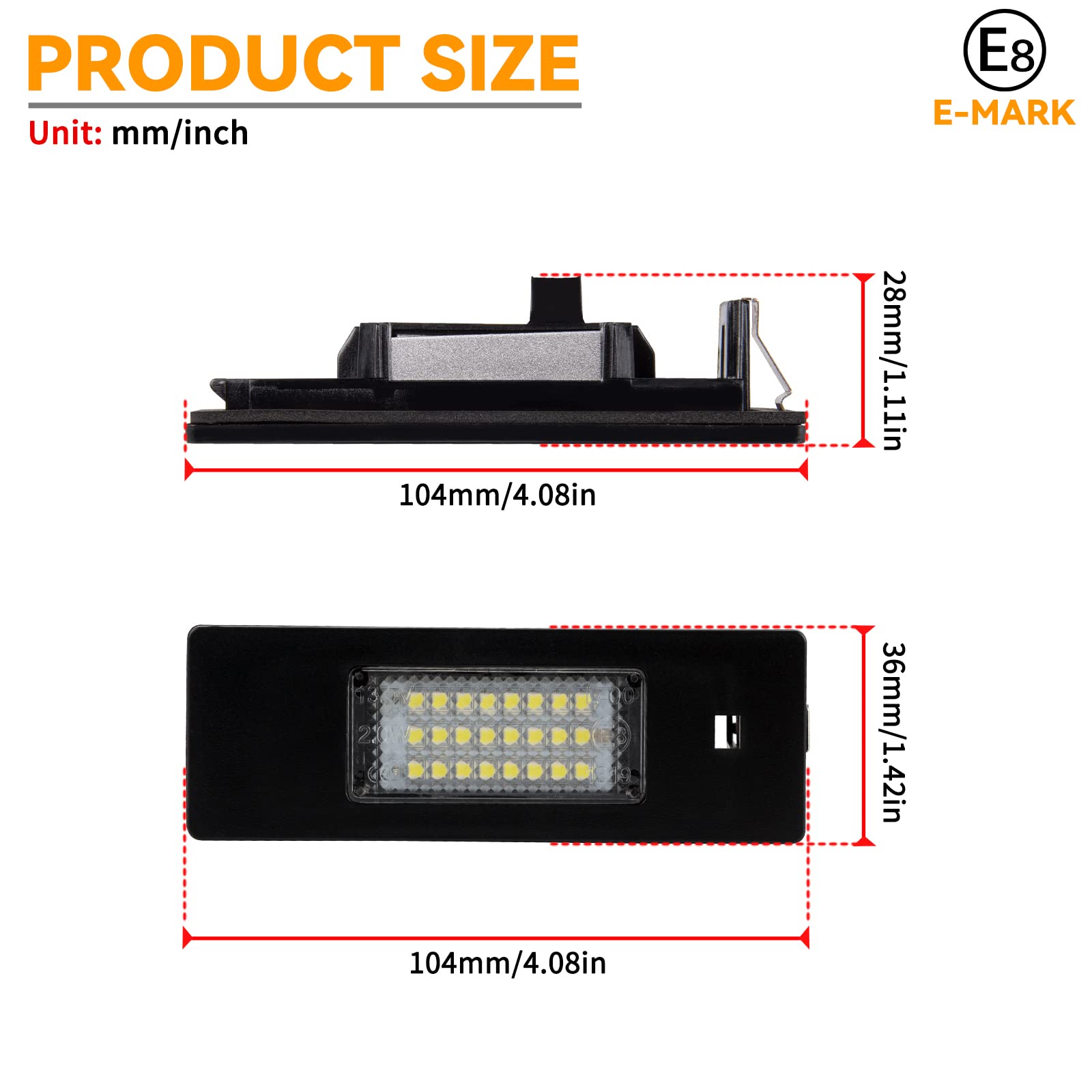 Luci a LED per targa BMW E81 E87 E87N E63 E64 E46LCI E85 E86 E89 F20 F12 F13 MINI Cooper R55, 2 pezzi, luci targa, design Canbus, luci posteriori a LED senza errori