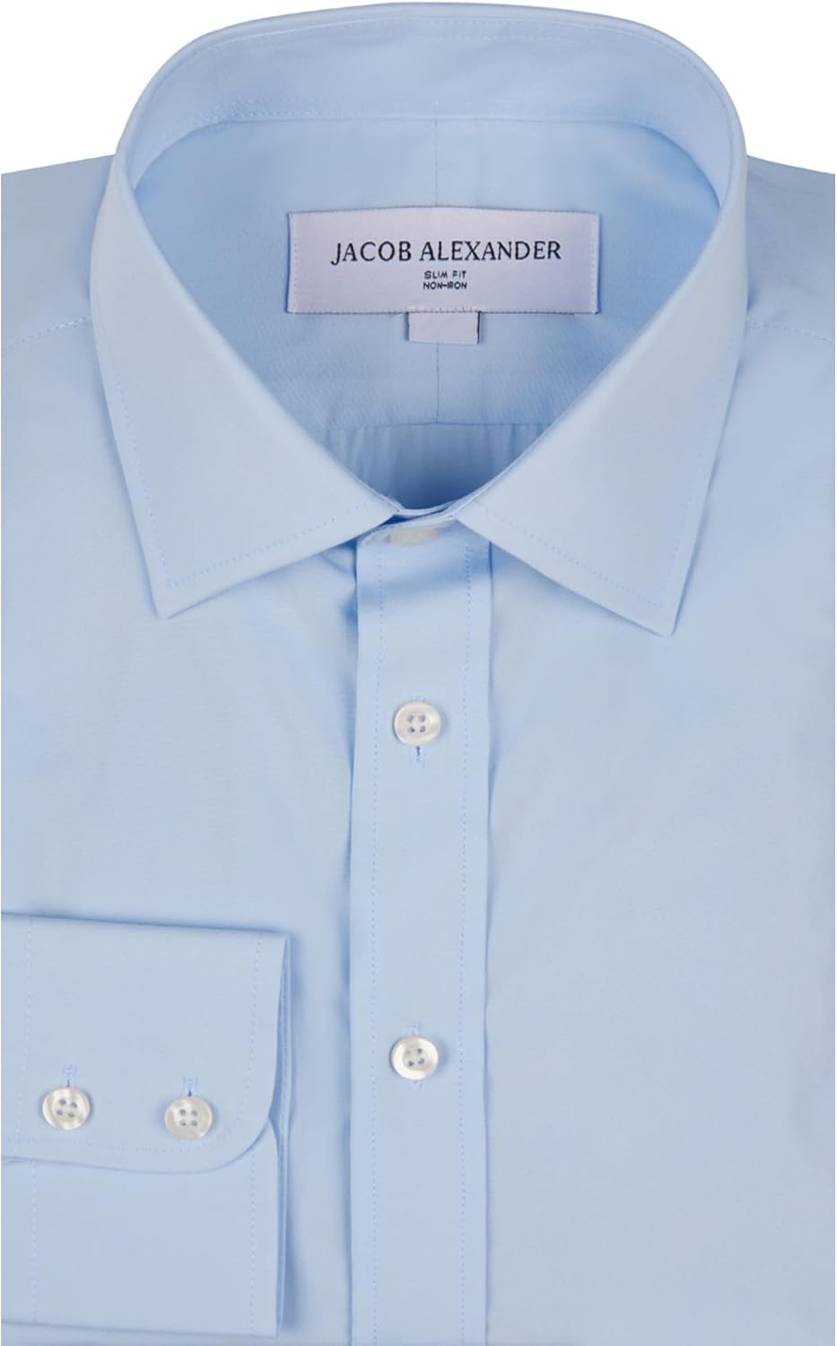 Jacob Alexander Men's Solid Button Cuff Long Sleeve Button-Down Dress Shirt - Slim Fit - Business Casual