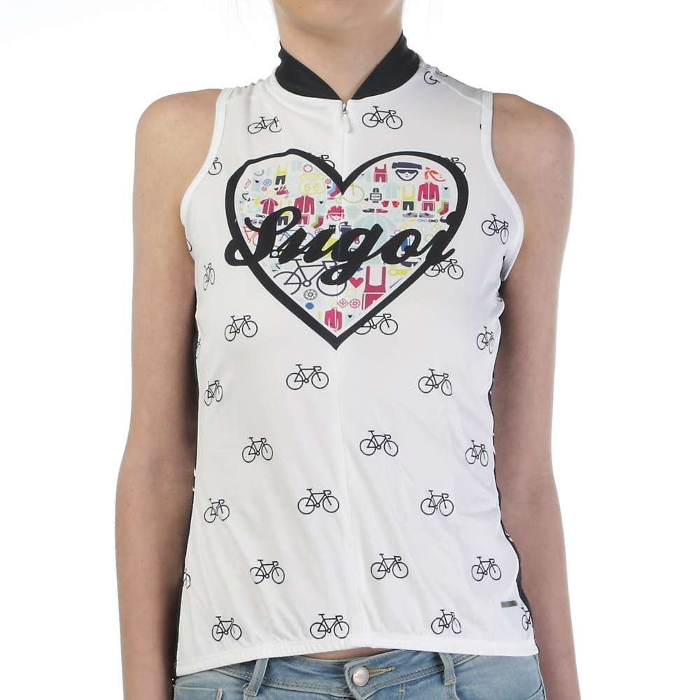 Sugoi Women's I Heart Bikes Short Sleeve Jersey, White, Medium