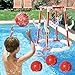 Pool Basketball Hoop Toys for Kids Ages 4-8 8-12 & Adult, Summer Outdoor Swimming Pool Games Water Play Toys Family Party for Kids, 2 in1 Pool Basketball Hoop & Ring Game with 4 Balls 12 Rings & Pump