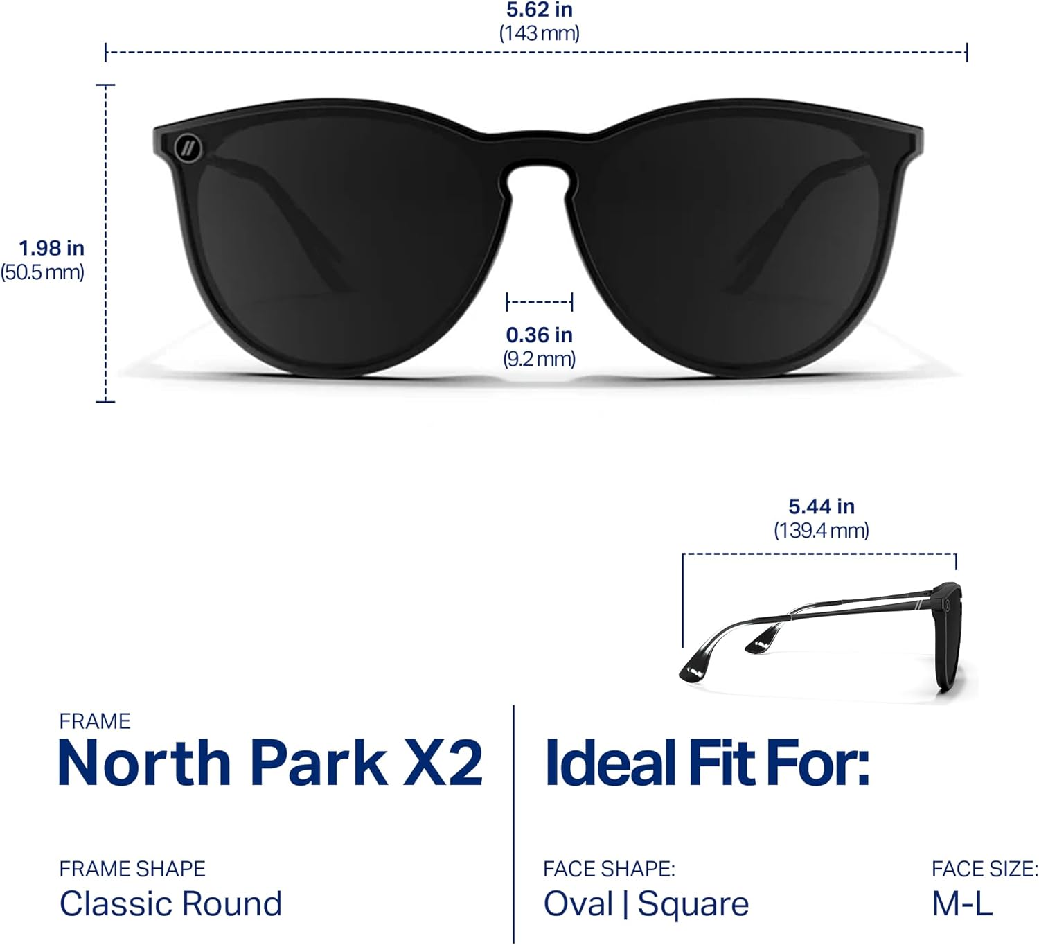 Blenders Eyewear North Park X2 – Polarized Sunglasses – Classic Shape, Mixed Metal Frame – 100% UV Protection