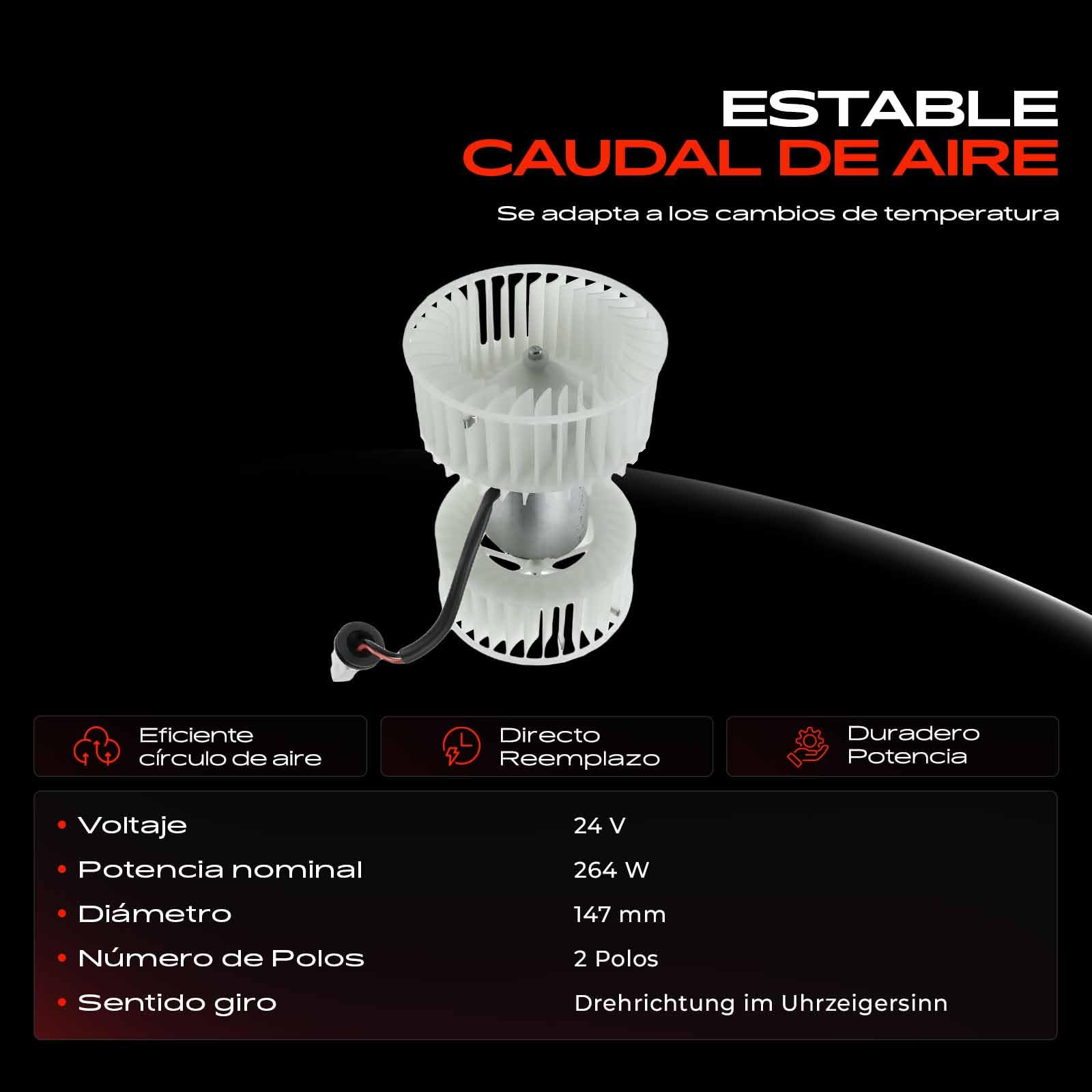 Frankberg Ventilador de calefacción Motor del Ventilador Compatible con Stralis ES Todos los Motores 2004 Stralis AT Todos los Motores 2003-2006 Replace# 42553954