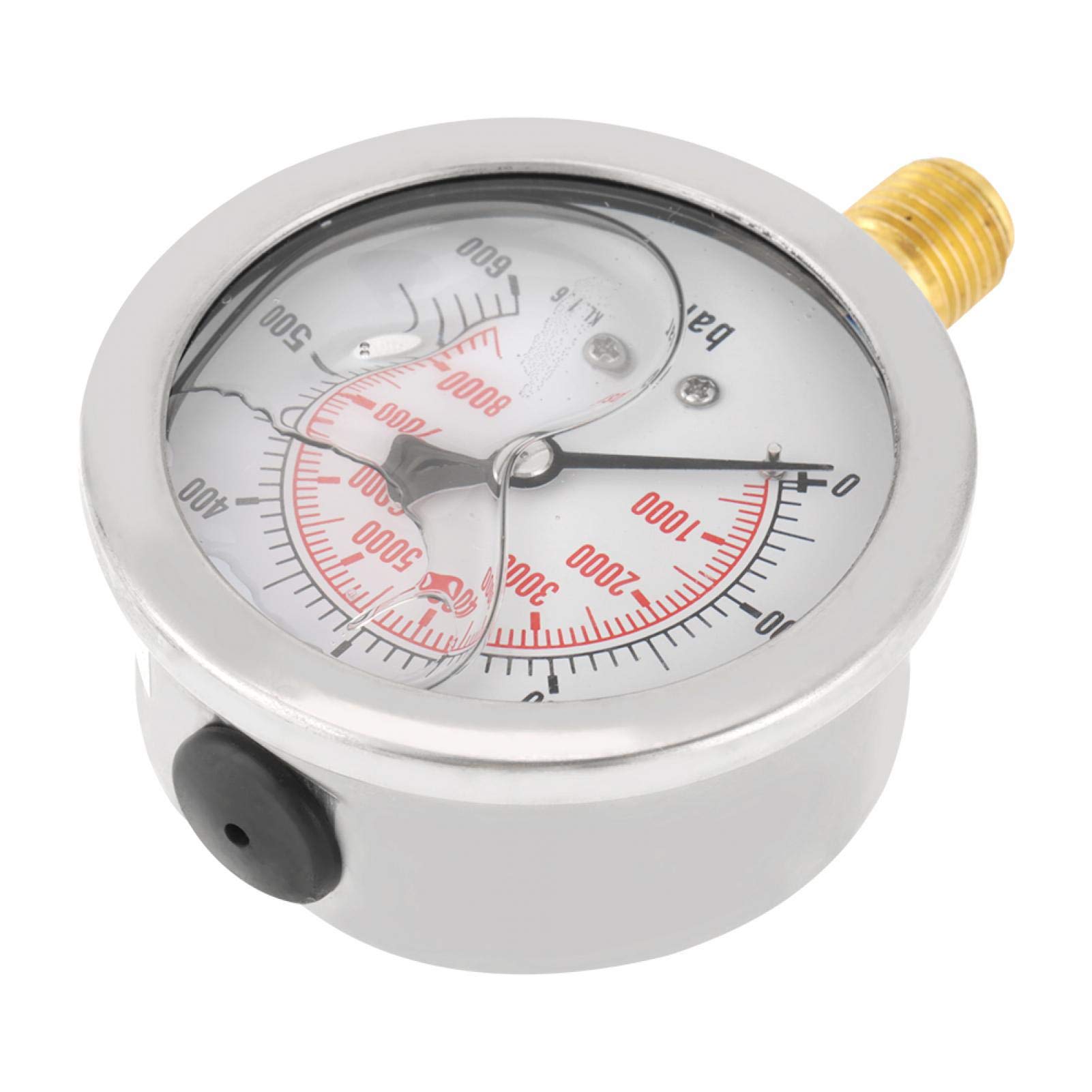 Manómetro de presión de Agua, manómetro de líquido, 0-600 Bar, G 1/4", Esfera de 63 mm, manómetro hidráulico de Agua, Herramienta de medición