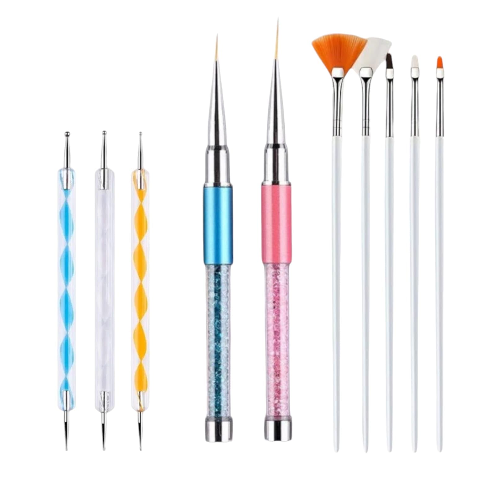 Beauty Premium Nail Art Tools Set: 10 Pieces, Includes 3 Nail Dotted Pens, 2 Diamond Nail Dotting Pens, 5 Nail Brushes.-image-9