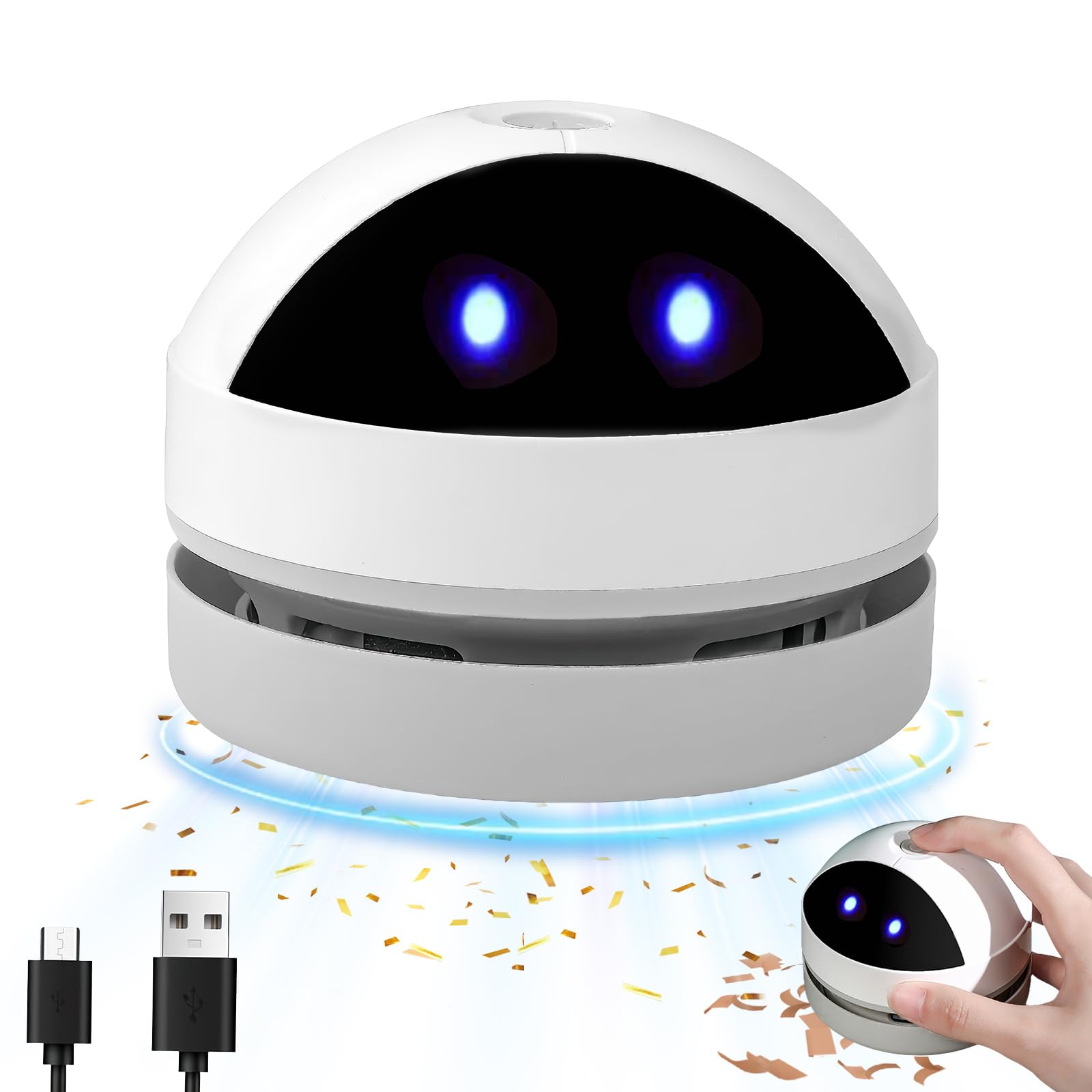 Flintronic Mini odkurzacz, mały odkurzacz do ładowania przez USB, przenośny odkurzacz z mocną bezprzewodową mocą ssania do stołu, biura, samochodu, szkoły i domu – słodkie wyrażenia