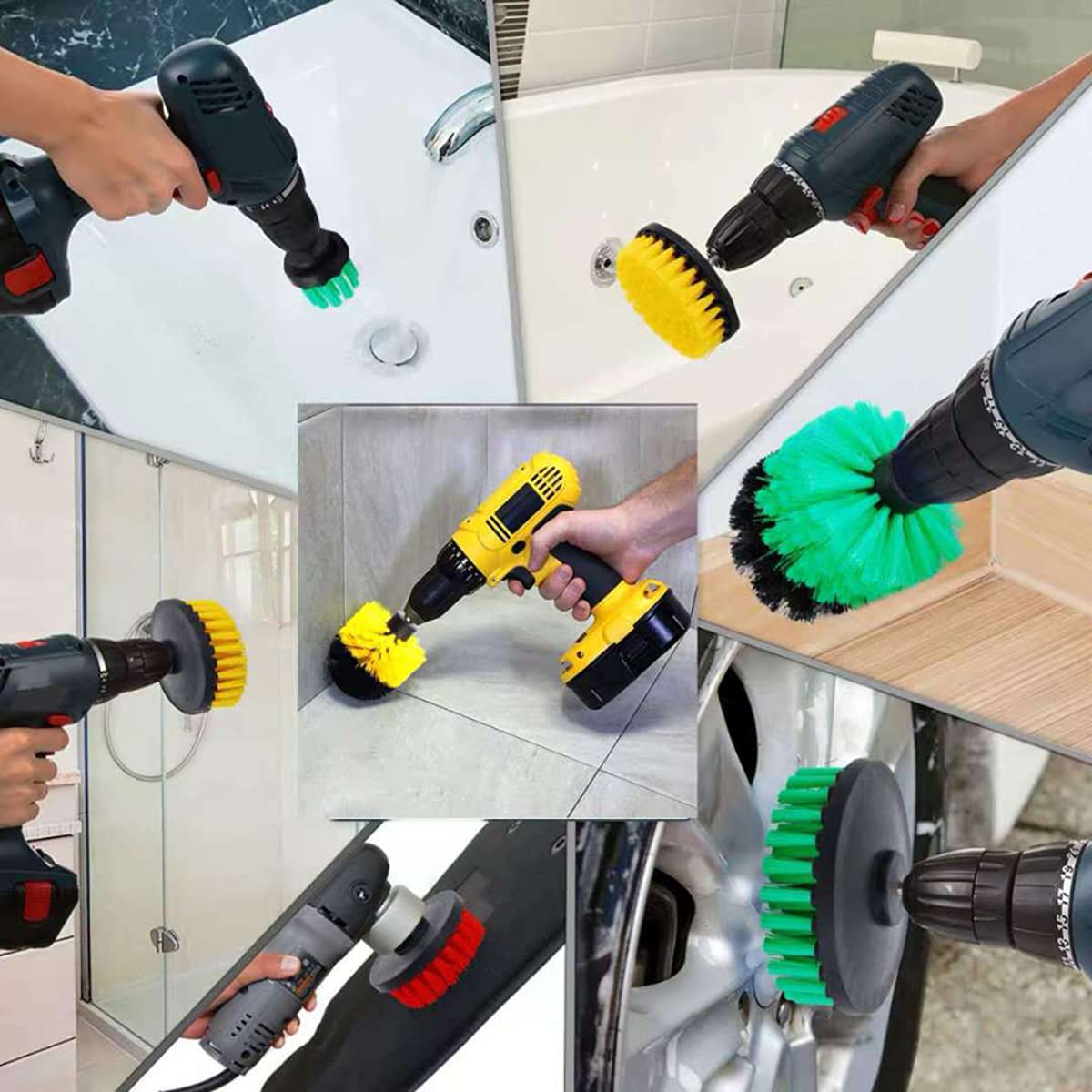Juego de 37 Piezas de Cepillo para Taladro, Cepillo de Taladro para sellar Azulejos, bañera, Lavabo, Suelo, Ruedas, Azulejos, alfombras, baño, Cocina