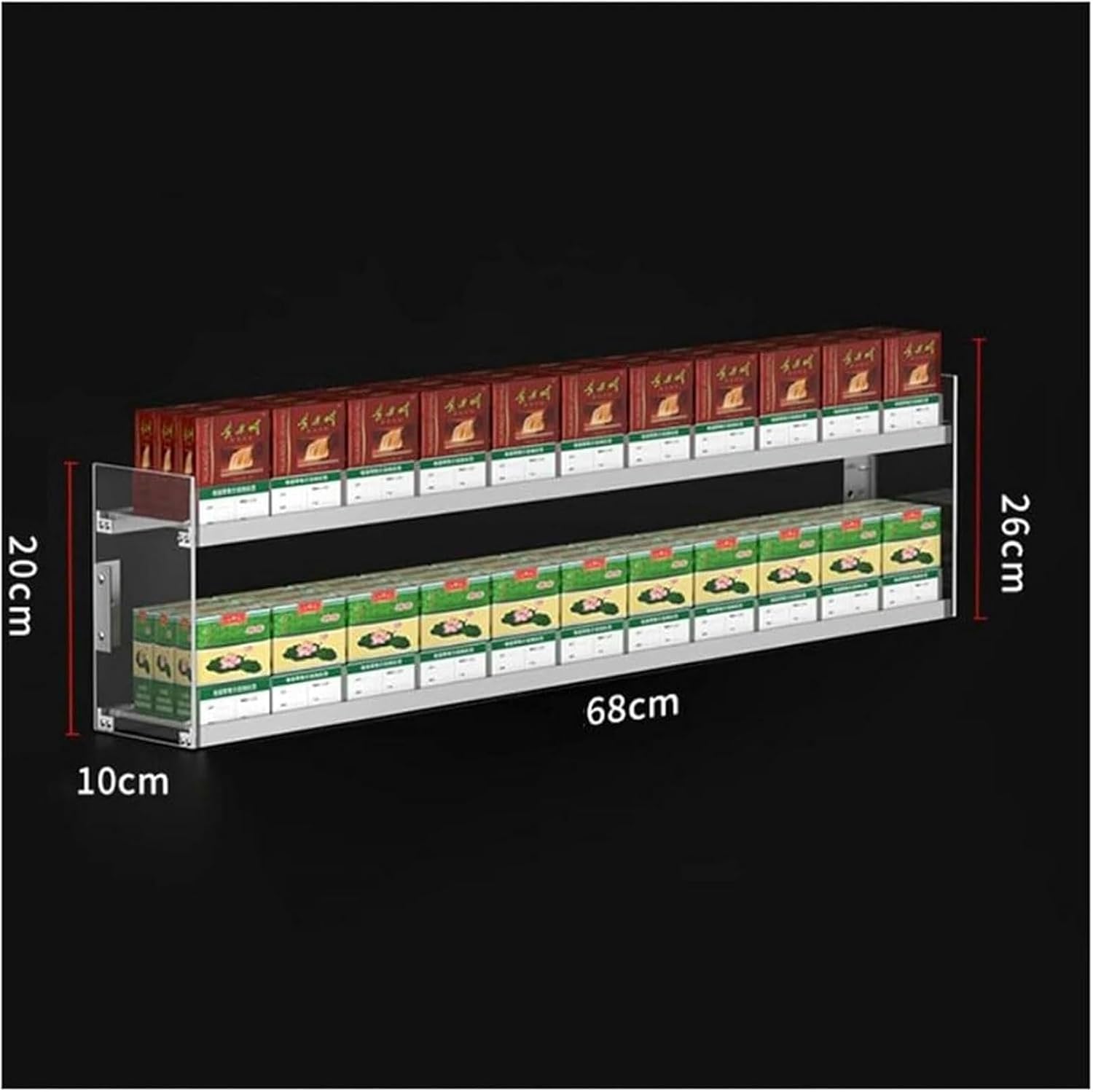 Acrylic Cigarette Display Rack - Wall-Mounted Supermarket Holder with Auto Pusher, Transparent Retail Case for Movie Theaters, Convenient Cigarette Organizer Shelf