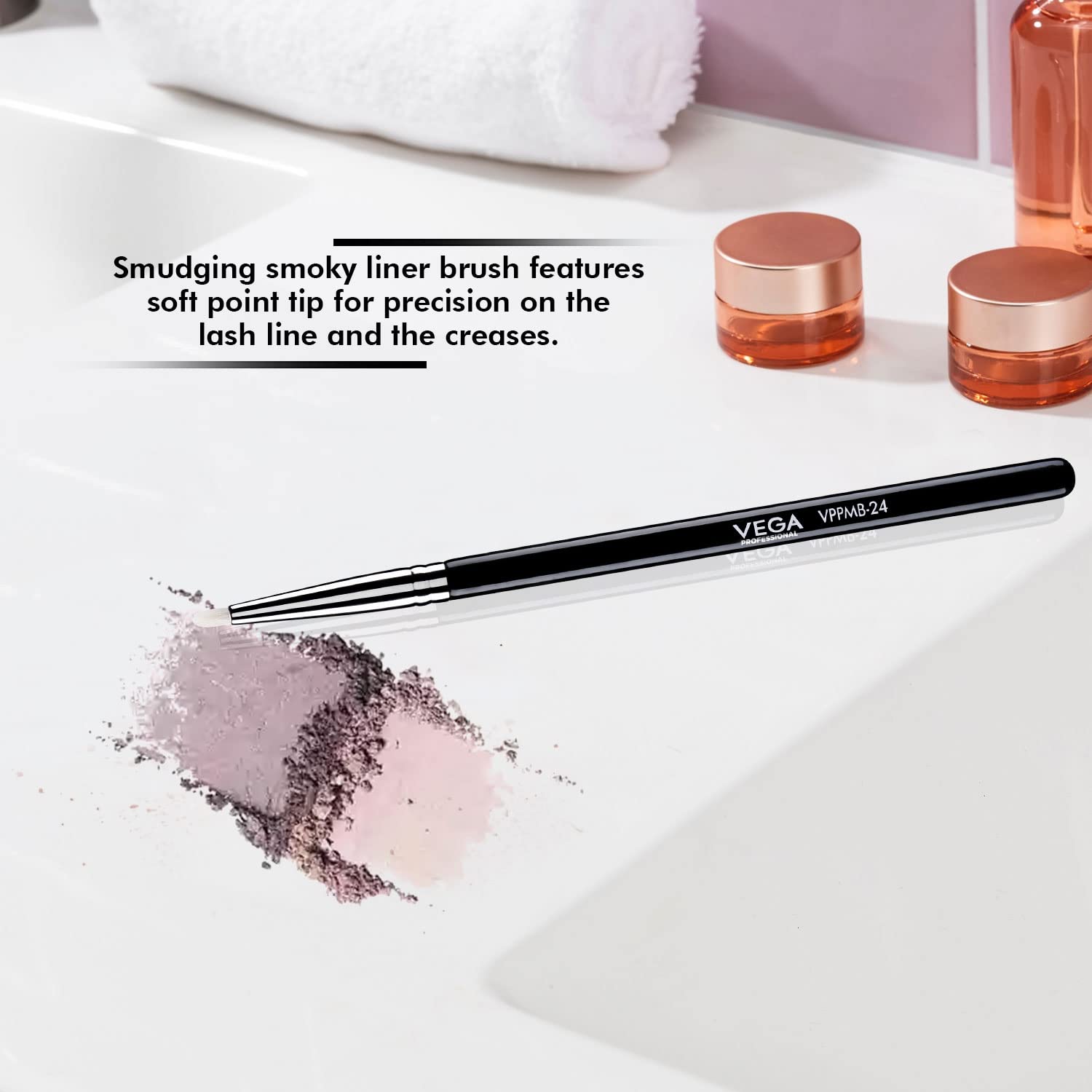 Vega Professional Smudging Smoky Liner Brush, Finest Quality Bristles, Copper Ferrule, Wooden Handle 2