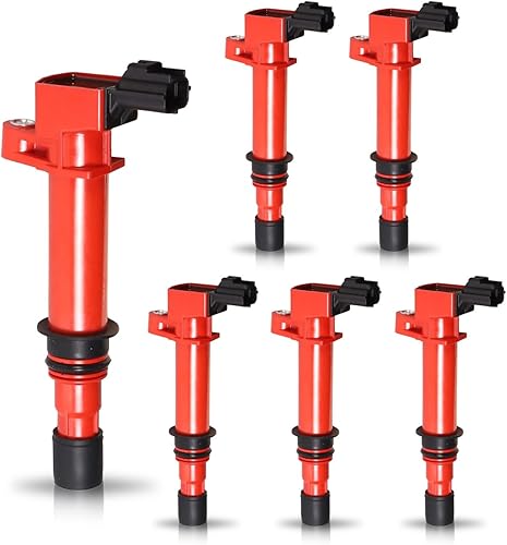 ENA Juego de 6 bobinas de encendido rojas compatibles con Dodge Jeep Mitsubishi Dakota Durango 1500 Nitro Cherokee Commander Raider 3.7L 3.9L 4.7L