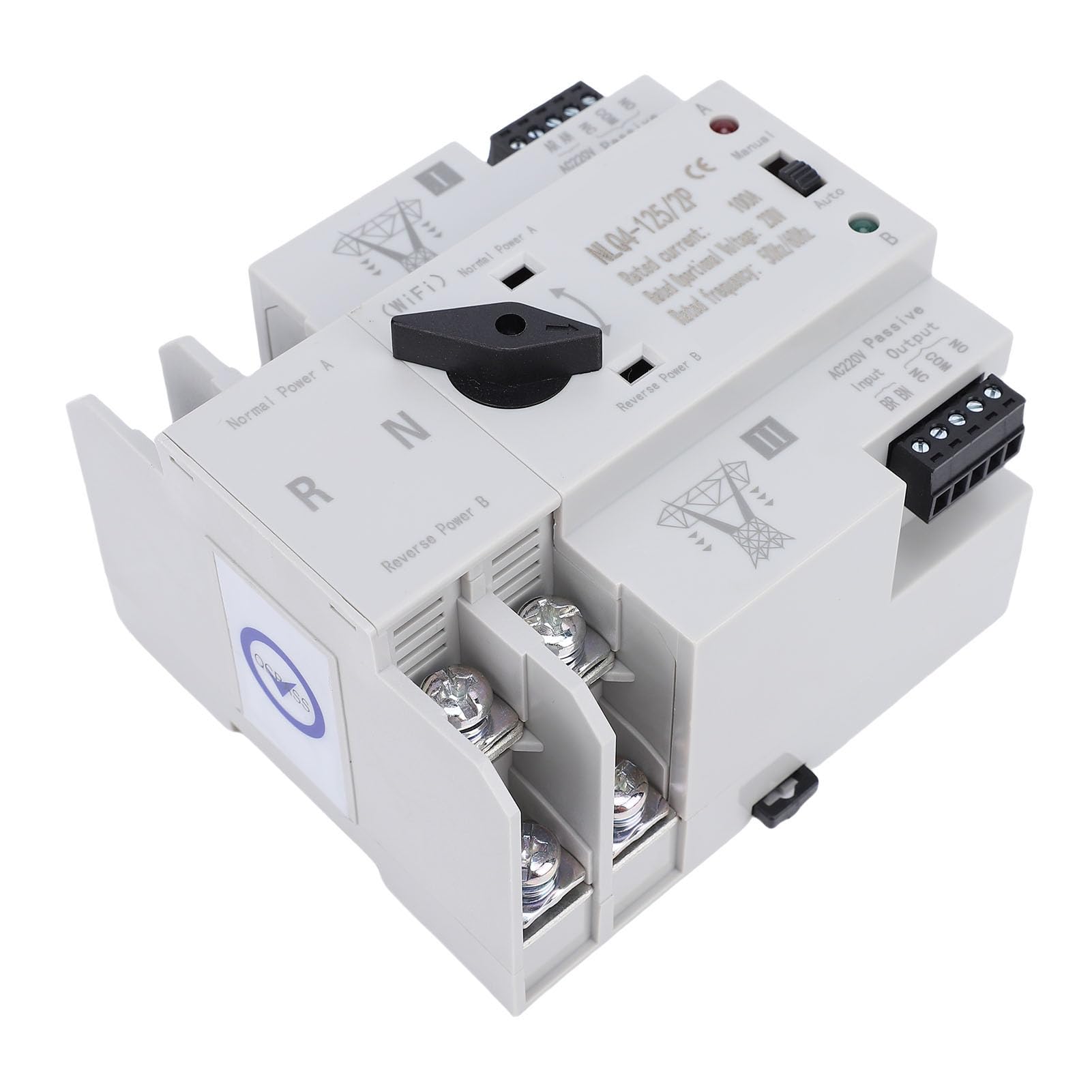 Aramox Interruptor de Transferencia Automática de Doble Potencia 2P 100A con Control WIFI PC Material Ignífugo para el Hogar Fábrica Laboratorio Fuente de Alimentación de Respaldo Instantáneo