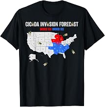 Cicada 2024 Invasion Forecast Brood XIX And XIII Map Of USA T-Shirt