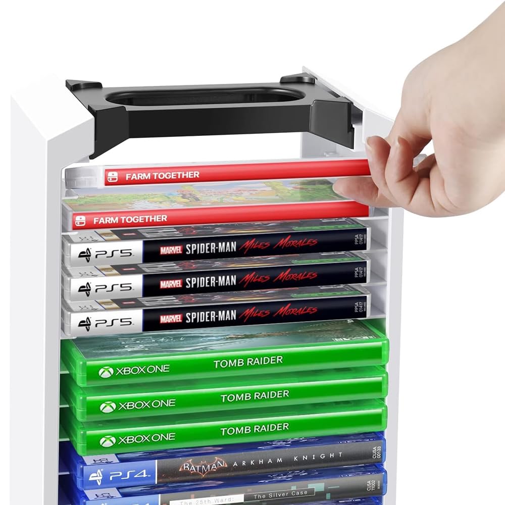 Premium Game Storage Tower Stand Scaffale per giochi per PlayStation 5, supporto universale per torre di stoccaggio dei giochi