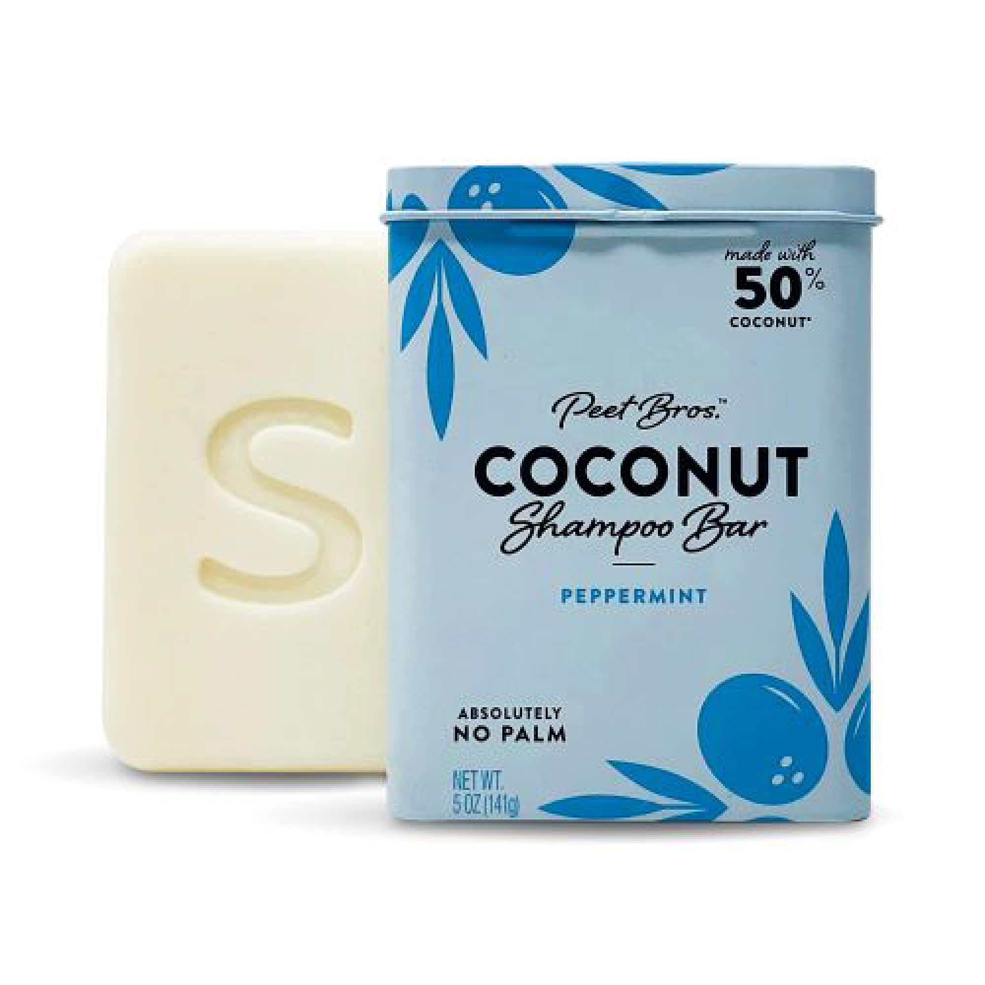 Peppermint Coconut Shampoo Bar - Vegan, Palm Oil-Free, Moisturizing with No Artificial Fragrances - Planet Friendly, Made in USA - 5 oz