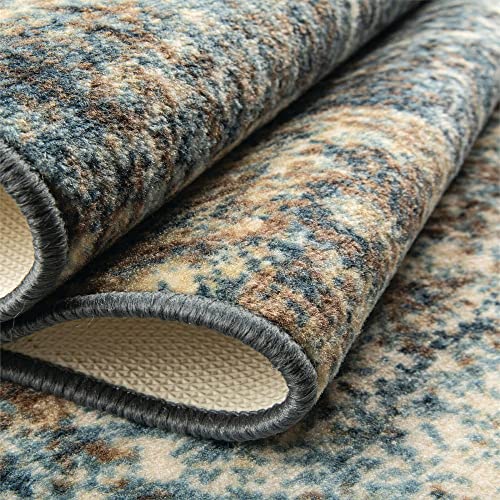 Superior Salford Area Rug, Runner, Blue, Blue-Beige, 2' 7" X 6' #TOP4