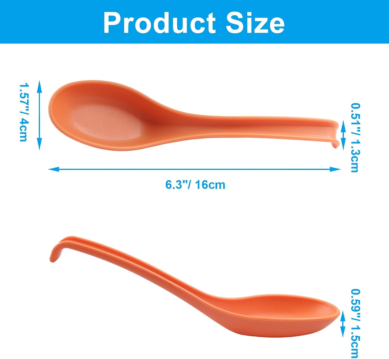 Hordion 12PCS Asian Soup Spoons, 4 Colors Reusable Plastic Table Spoon