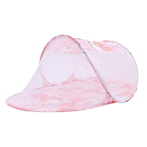 Miniatura 9 de Tienda de campaña de red para cuna de bebé, cierre de cremallera, plegable, portátil, transpirable, cubierta de red para cama de bebé (rosa)