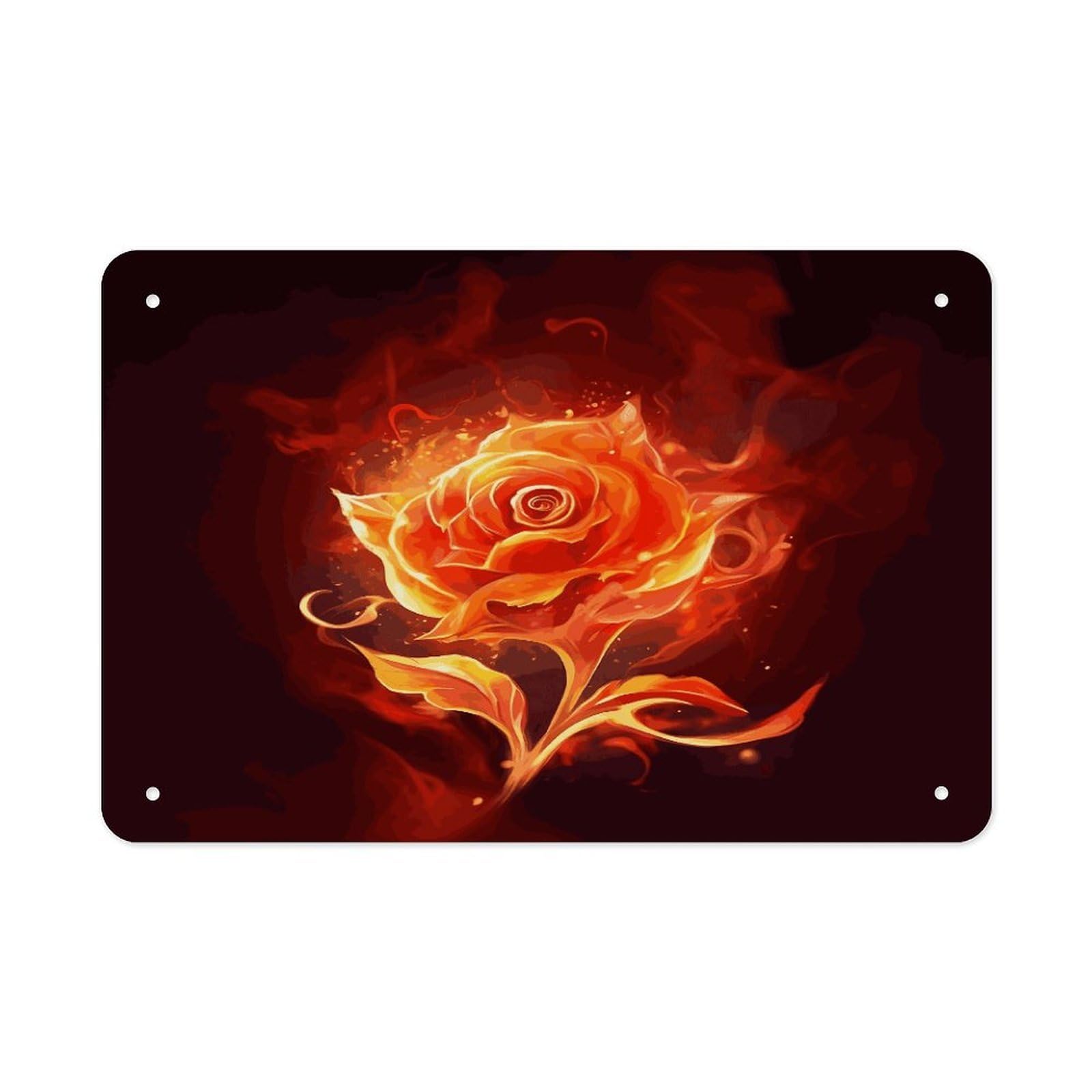 Fodpand Style Flame Rose Wall Art Metal Signs Tin Sign