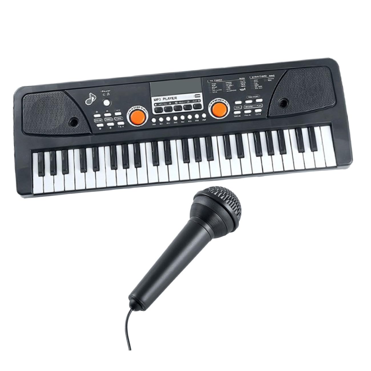 Pianoforte Compleanno per Bambini 49 Tasti e Plastica Elettronico con Microfono , Tastiera Multifunzione , Tocco Confortevole , Giocattolo Musicale Natale