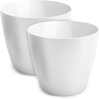 Flowerpot Mat, Planter Pot of Planter Plastic Decorative Pot for Large and Small Plants Set of 2 Flower POTS, Flower Pot Herb Pot 2 Pack) White, o 20cm
