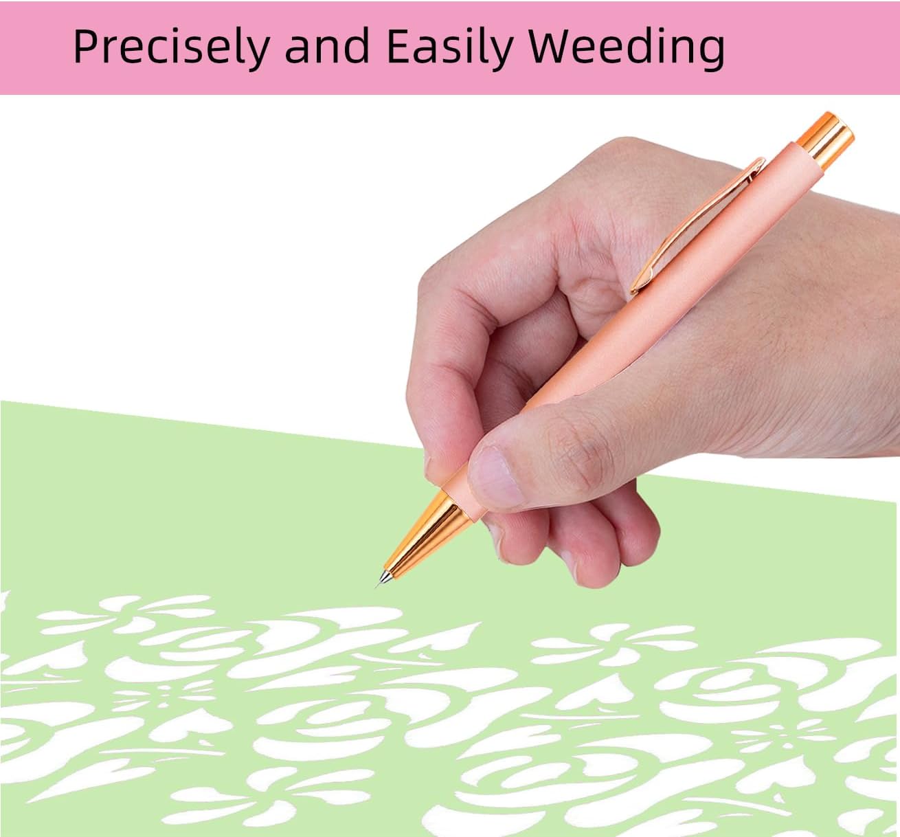 2 Pack Vinyl Weeding Tool, Quick Air Release Pen, Retractable Pin Pinpen (2 Pcs Rose)
