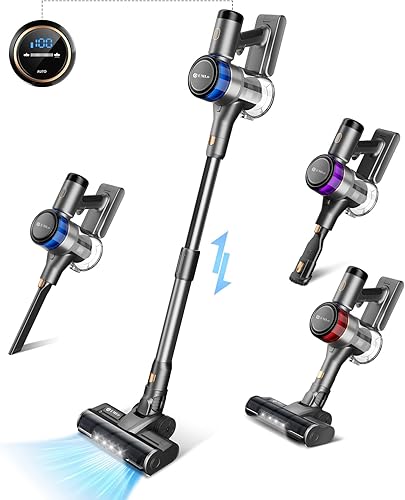 UMLo Cordless Vacuum Cleaner 400W Stick Vacuum with 28Kpa Powerful Suction Smart Induction Auto-Adjustment 55min Runtime6 in 1 Lightweight Vacuum
