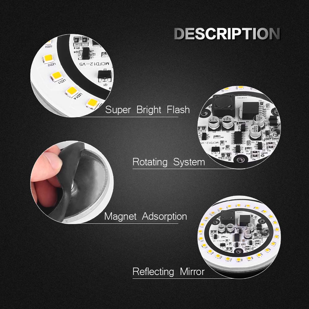 Riloer Luces de baliza estroboscópicas LED luz intermitente 24 LED luz de advertencia de emergencia 9-30 V 12 W con encendedor de cigarrillos compatible con universal amarillo