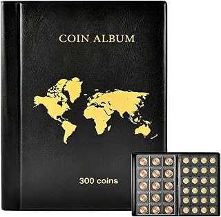 Münzen Sammelalbum, 300 Taschen Münzalbum 2 Euro Münzen Aufbewahrung, Münzsammelalbum 3.1 * 3.1 cm/4.5 * 4.5 cm, Coin Album Sammler Münzalbum für Münzens, Briefmarken, Medaillen, Abzeichen