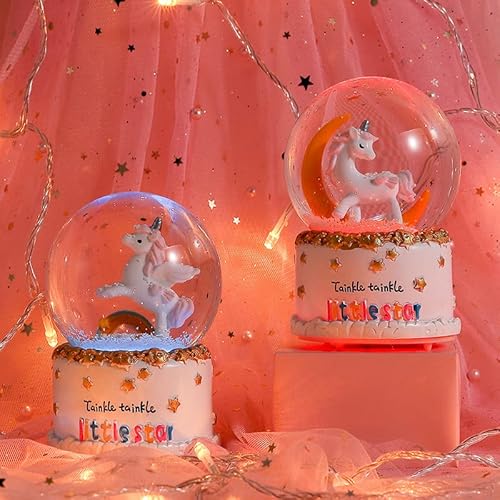 Jormey Unicorn Snow Globe For Kids,With Snow Colorful Led Lights Luxury Musical,Perfect Birthday Christmas Daughter Wife Girlfriend Birthday Anniversary Festival Valentine's Day(Rainbow 4X6.3Inch) #TOP5