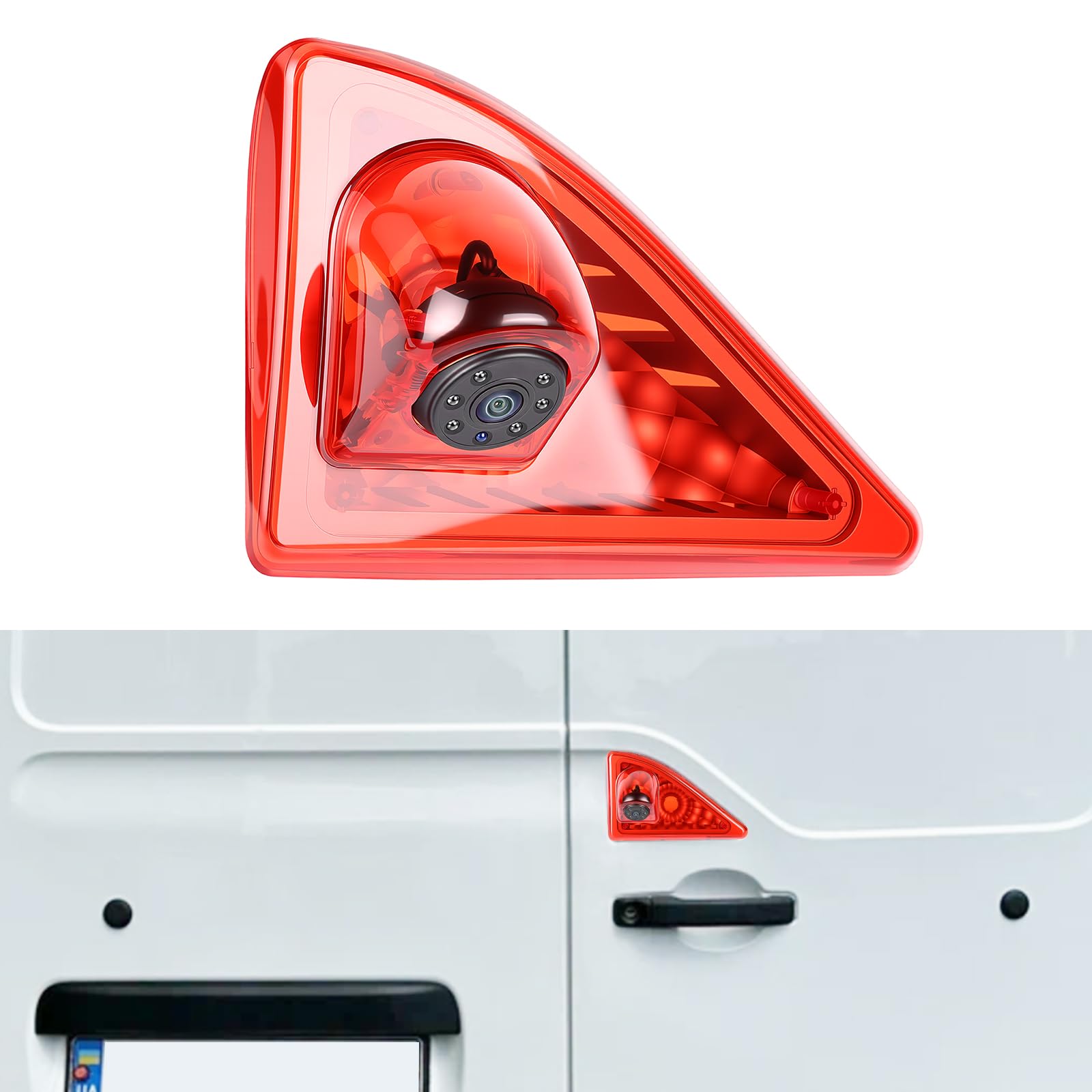 CAMECHO Cámara de Marcha atrás 720P HD para Nissan NV400 2010-2016/ Opel Movano 2010-2016/ Renault Master 2010-2016, Gran Angular 140°, IP67, visión Nocturna con Luces infrarrojas, fácil de Instalar