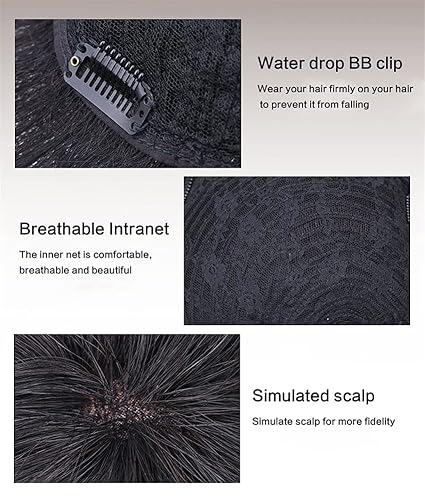 Miniatura 5 de Extensiones cortas para hombre, cabello humano real, clip en corona, piezas de pelo para cubrir el cabello de pérdida blanca, tupé de 6.3 x 7.1 in,