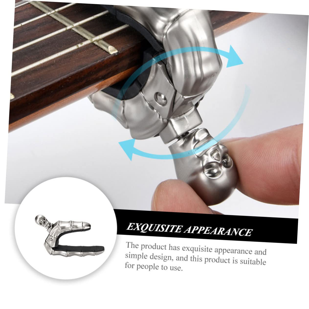 Kisangel 2 Piezas Capo de Guitarra con Diseño de Calavera Práctico Clip para Guitarra y Ukelele Accesorio Musical Elegante y Duradero para Profesionales y Principiantes para Fiestas de