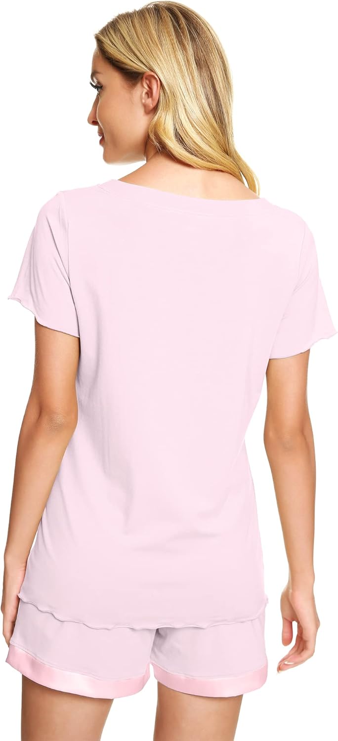 WiWi Viscose from Bamboo Pajamas Set for Women Super Soft Short Sleeve Cooling Summer Plus Size Pjs Sets Sleepwear S-4X - Image 2