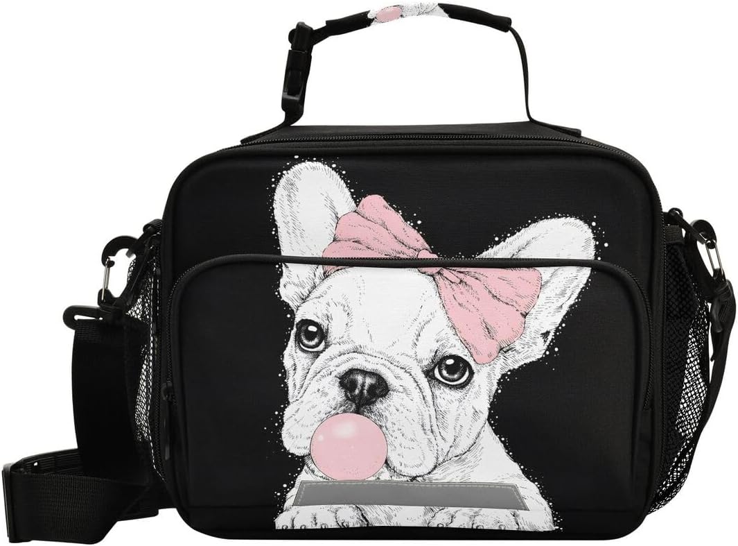 Lunch box Insulated Soft Lunch Bag Lunch Container Cute French Bulldog for Office Work School Picnic Beach