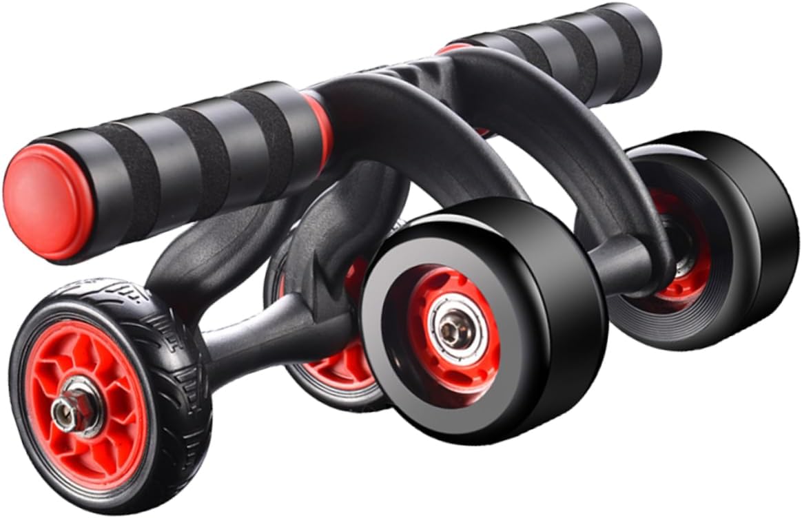 Garneck 1PC Automatic Rebound Abdominal Roller Wheel Mute Fitness Device for Core Muscle Strengthening Home Use with Knee Mat Lightweight Non Slip Design for and Endurance Training Black