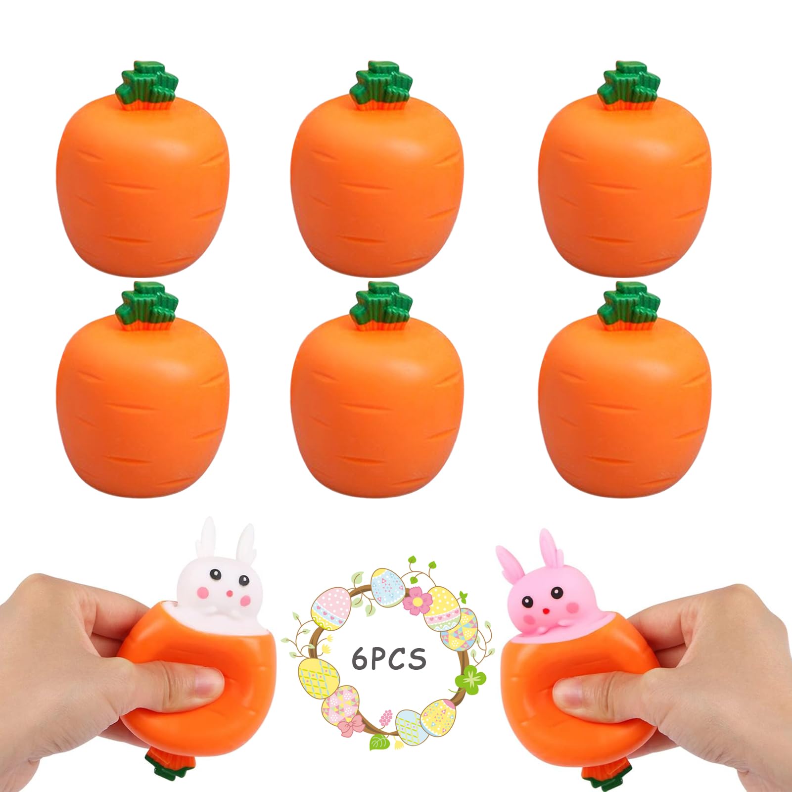 6 Anti-Stress-Bälle Ostermotive – Niedliche Kaninchen, Dekompression Spielzeug Für Kinder & Erwachsene