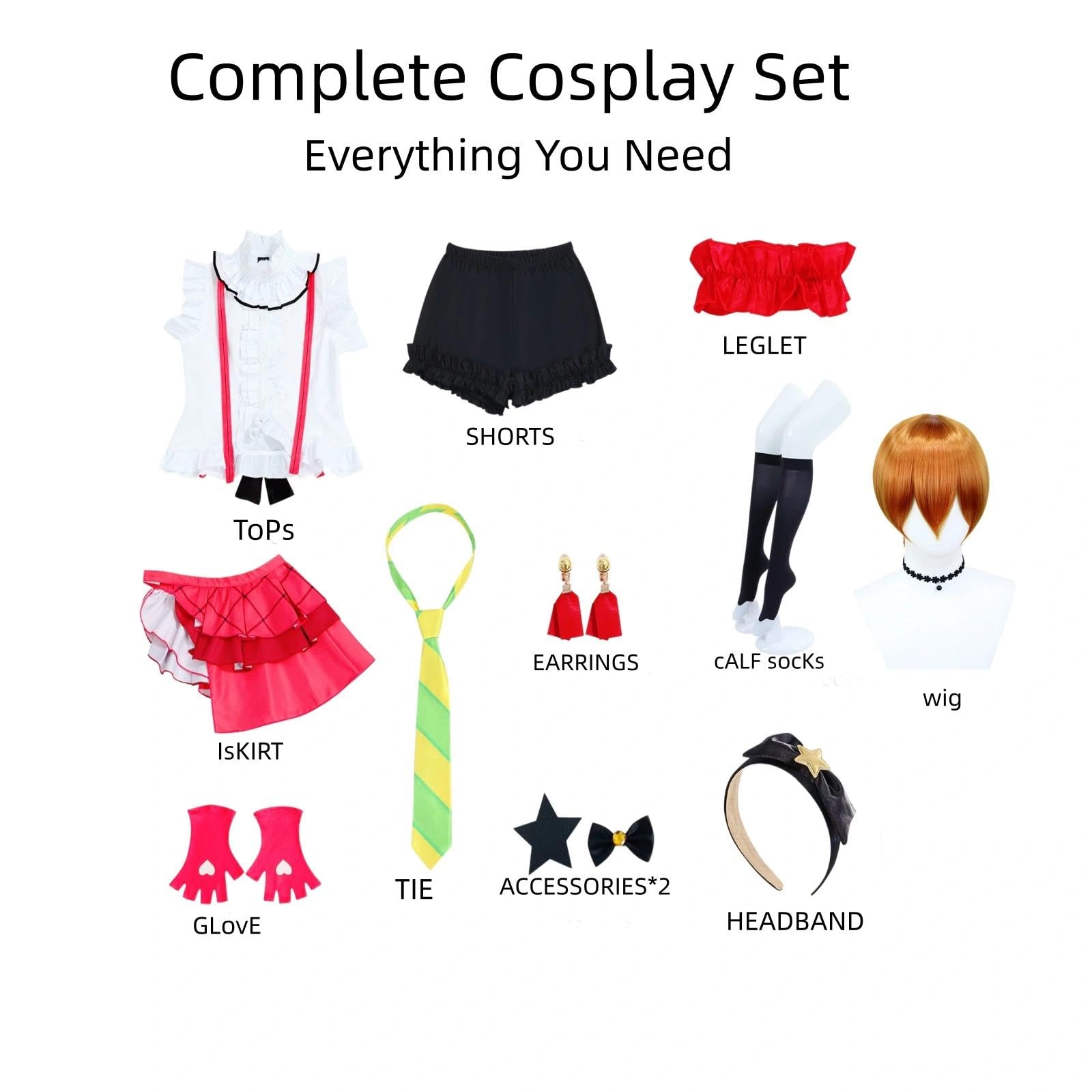 Halloween Kostüm für Erwachsene, Karneval Rollenspiel Cosplay Komplettset –Rin Hoshizora Stil