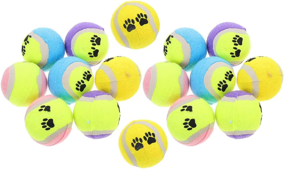 16pcs Dog Tennis Balls Chew for Small and Medium Dogs Plush Soft Rubber Balls 7cm Diameter Interactive Training and Fetch for Puppies Random Color