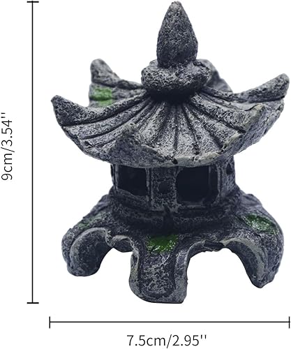 Miniatura 2 de Saim Decoración de estatua de linterna de pagoda zen para acuario, accesorios de jardín de resina, pagoda para acuario, pecera, decoración de paisaje