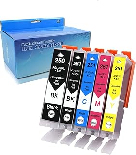 Ouguan Ink 5 Pack Compatible Ink Cartridges for Canon 251, 250 Pixma iP7220 iX6820 MG5420 MG5422 MG5520 MG5522 MG5620 MG6420 MG6620 MX722 MX922